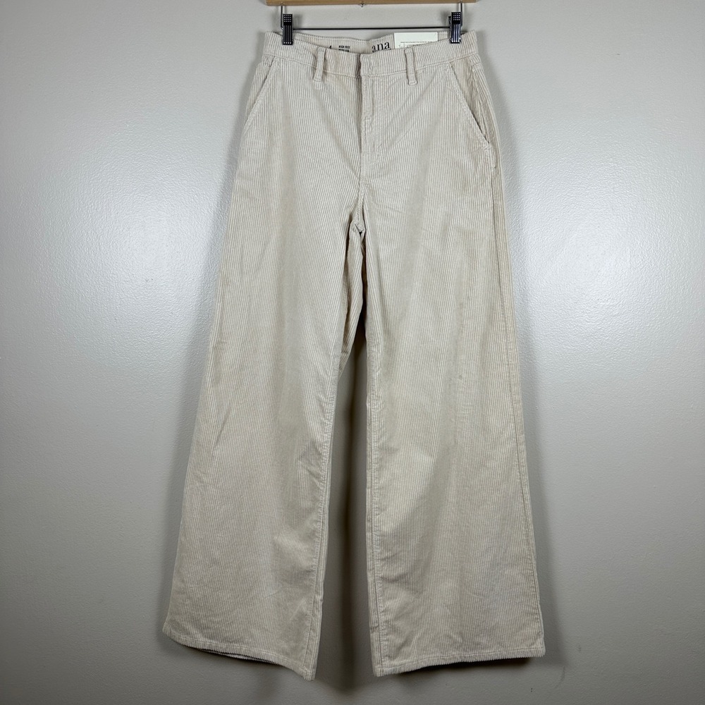 a.n.a‎ Women's 4 Wide Leg Pants Birch Cream High Rise Corduroy NEW